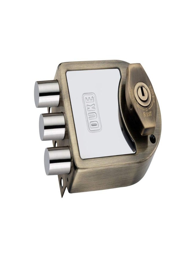 دوق قفل باب ديوك ثلاثي المسامير بمقبض | 4 مفاتيح نحاسية فائقة | مزلاج أمان | مفتاح مزدوج الجانب مع مقبض - Image 3